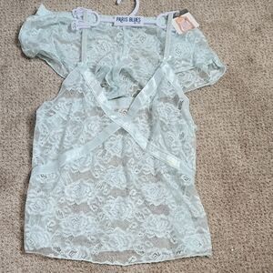 Paris Blues Mint Lace Top Set